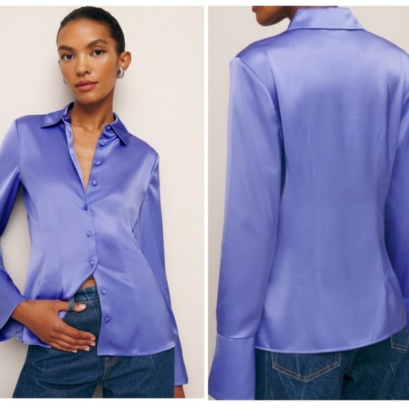 Reformation Tops - Reformation Samara satin shirt blouse in jacaranda purple NWT